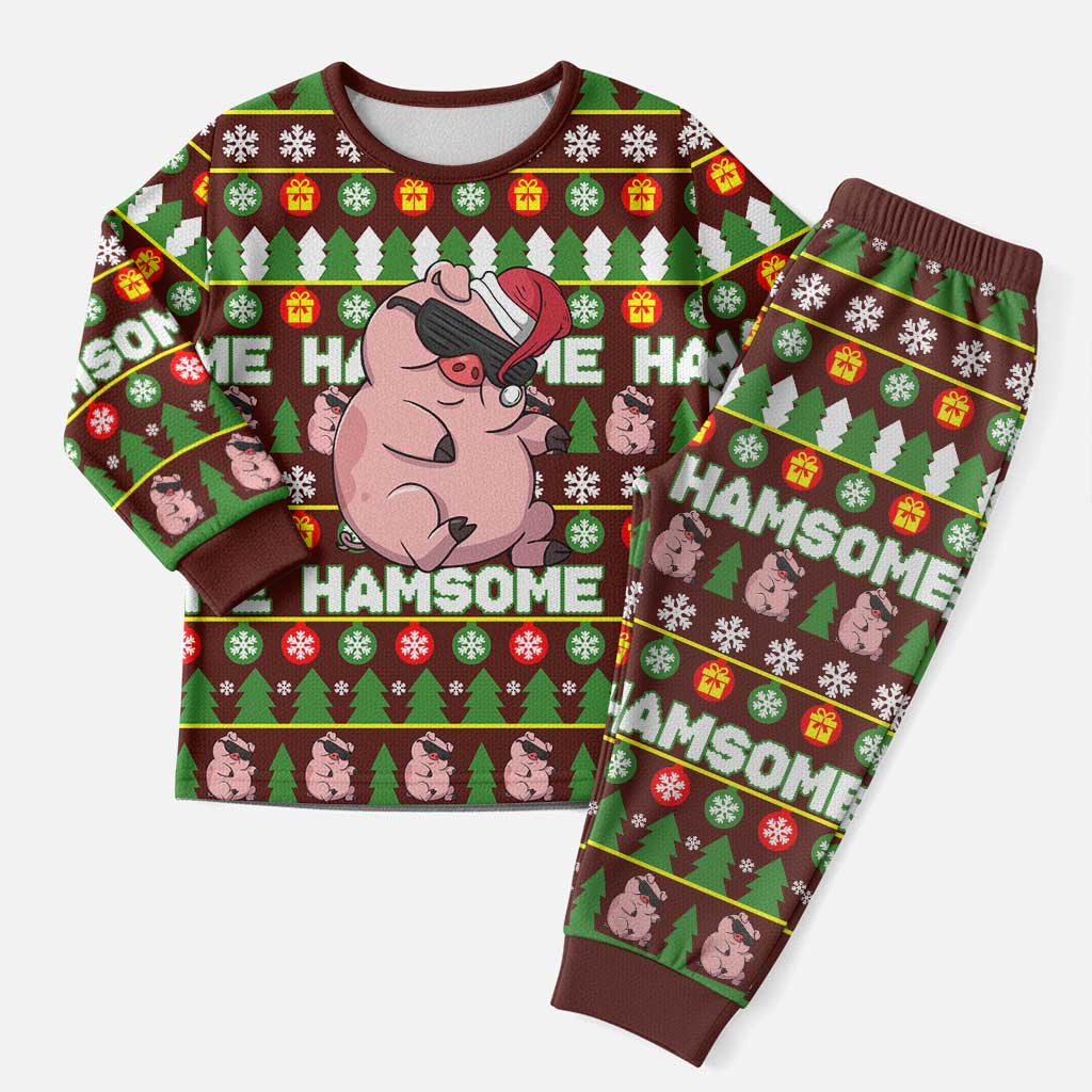 Hamsome Cute Pig Christmas Pajama Set Xmas Holiday Patterns - Wonder Print Shop