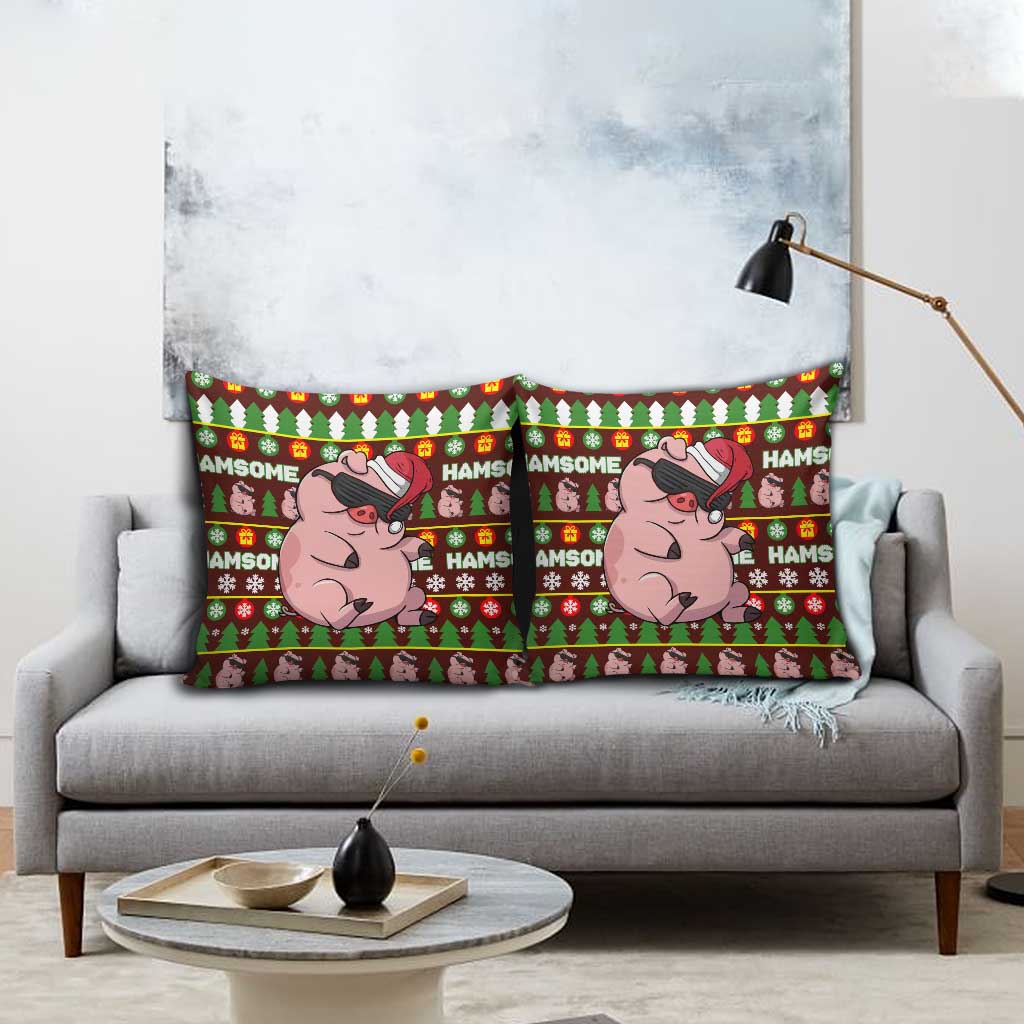 Hamsome Cute Pig Christmas Pillow Cover Xmas Holiday Patterns - Wonder Print Shop
