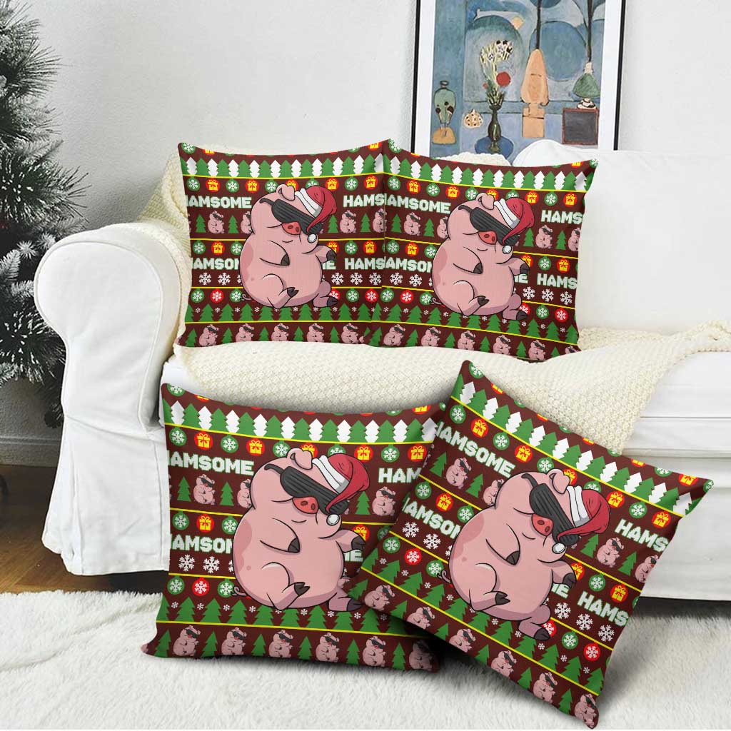 Hamsome Cute Pig Christmas Pillow Cover Xmas Holiday Patterns - Wonder Print Shop