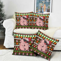 Hamsome Cute Pig Christmas Pillow Cover Xmas Holiday Patterns - Wonder Print Shop
