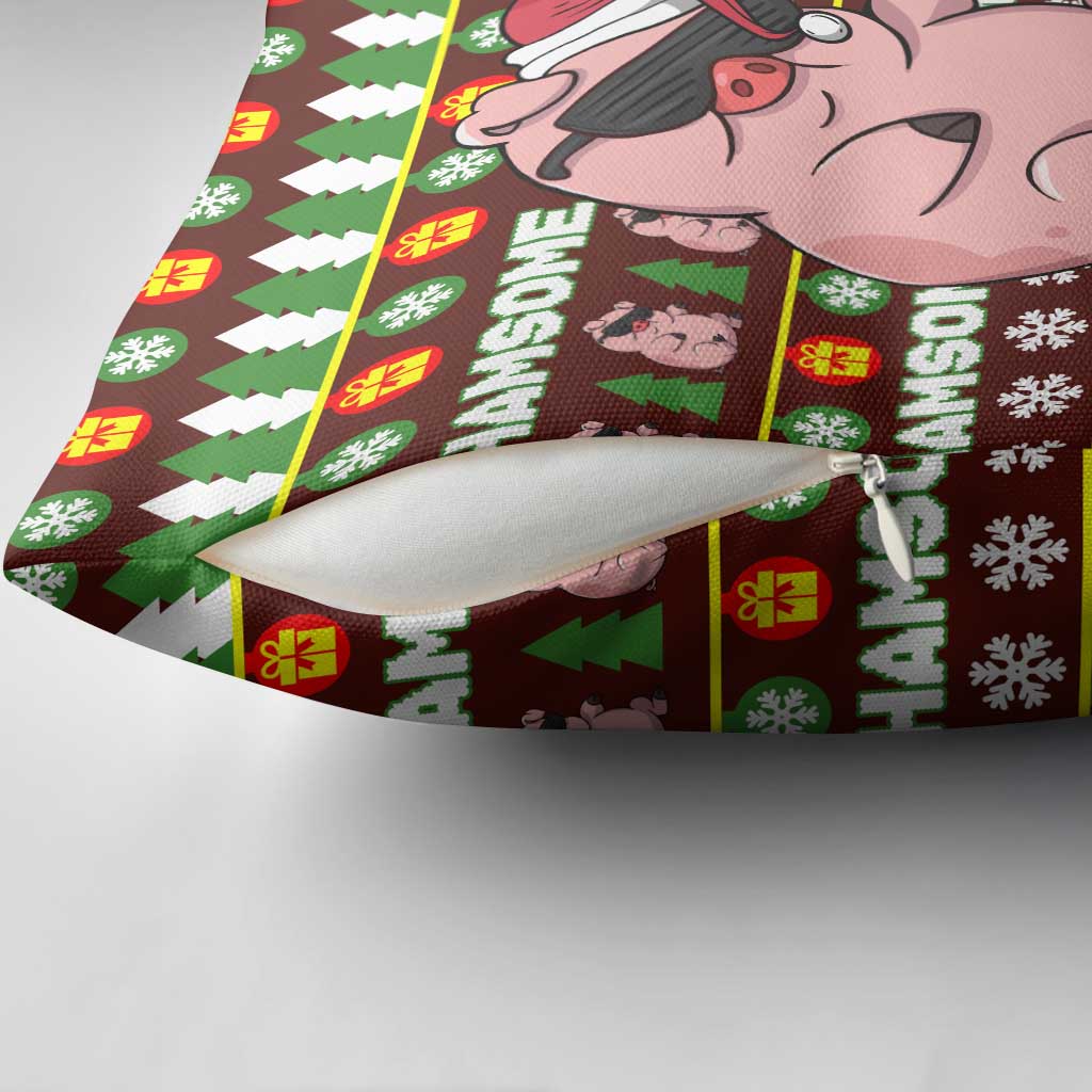 Hamsome Cute Pig Christmas Pillow Cover Xmas Holiday Patterns - Wonder Print Shop