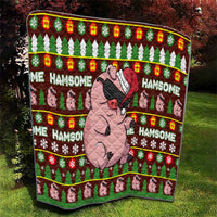 Hamsome Cute Pig Christmas Quilt Xmas Holiday Patterns - Wonder Print Shop