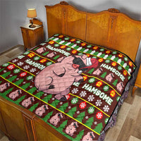Hamsome Cute Pig Christmas Quilt Xmas Holiday Patterns - Wonder Print Shop