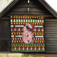 Hamsome Cute Pig Christmas Quilt Xmas Holiday Patterns - Wonder Print Shop