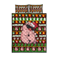 Hamsome Cute Pig Christmas Quilt Bed Set Xmas Holiday Patterns - Wonder Print Shop