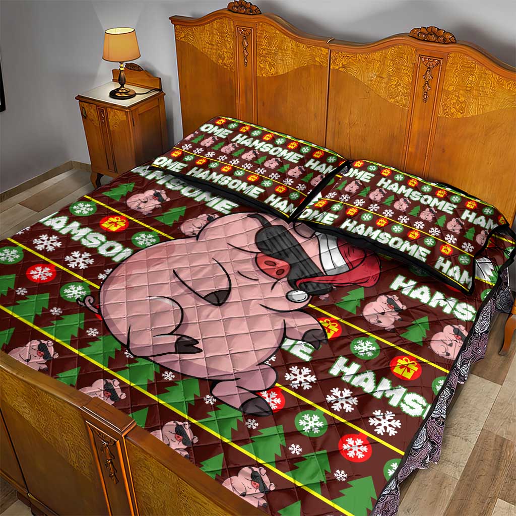 Hamsome Cute Pig Christmas Quilt Bed Set Xmas Holiday Patterns - Wonder Print Shop