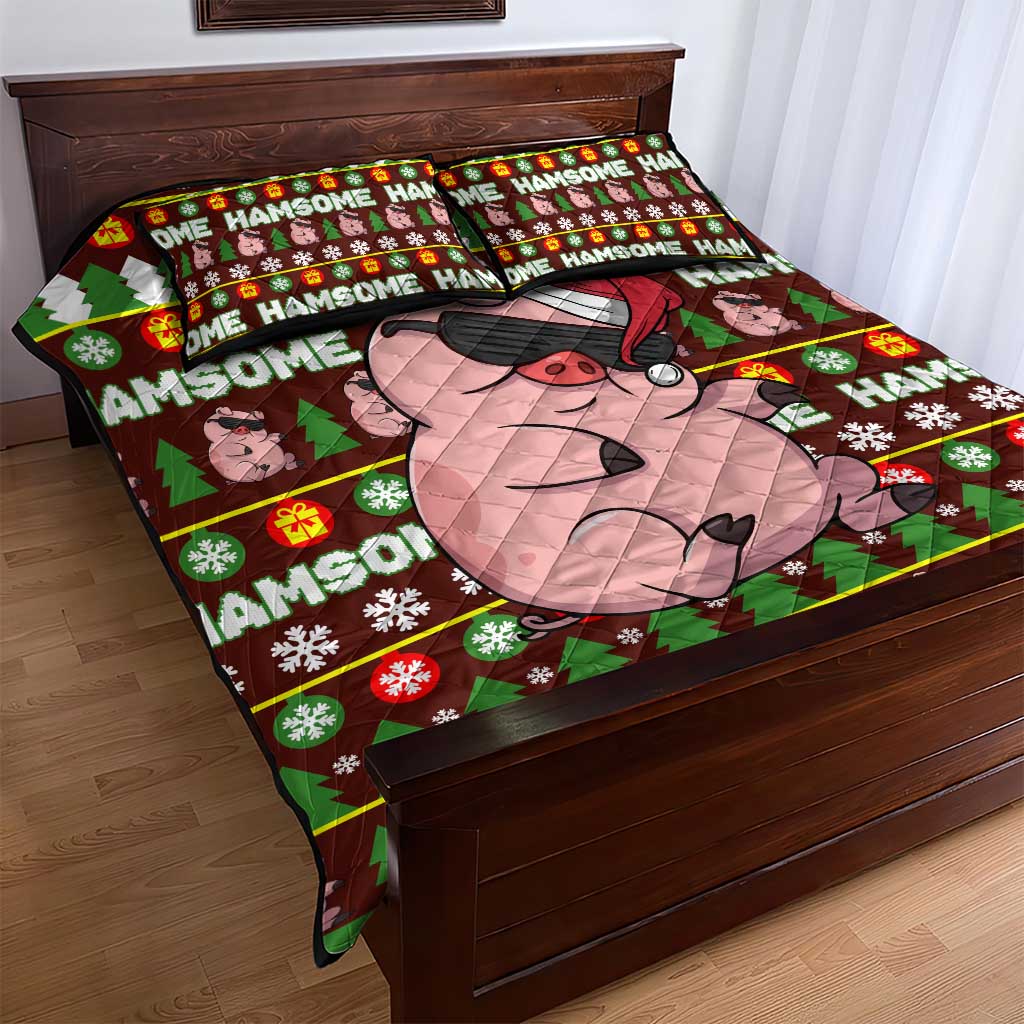 Hamsome Cute Pig Christmas Quilt Bed Set Xmas Holiday Patterns - Wonder Print Shop