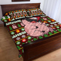 Hamsome Cute Pig Christmas Quilt Bed Set Xmas Holiday Patterns - Wonder Print Shop