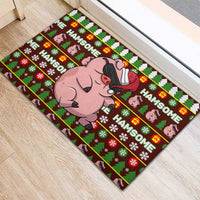 Hamsome Cute Pig Christmas Rubber Doormat Xmas Holiday Patterns - Wonder Print Shop