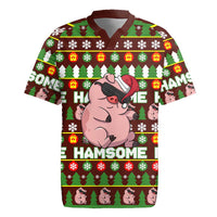 Hamsome Cute Pig Christmas Rugby Jersey Xmas Holiday Patterns - Wonder Print Shop