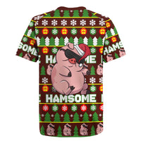 Hamsome Cute Pig Christmas Rugby Jersey Xmas Holiday Patterns - Wonder Print Shop