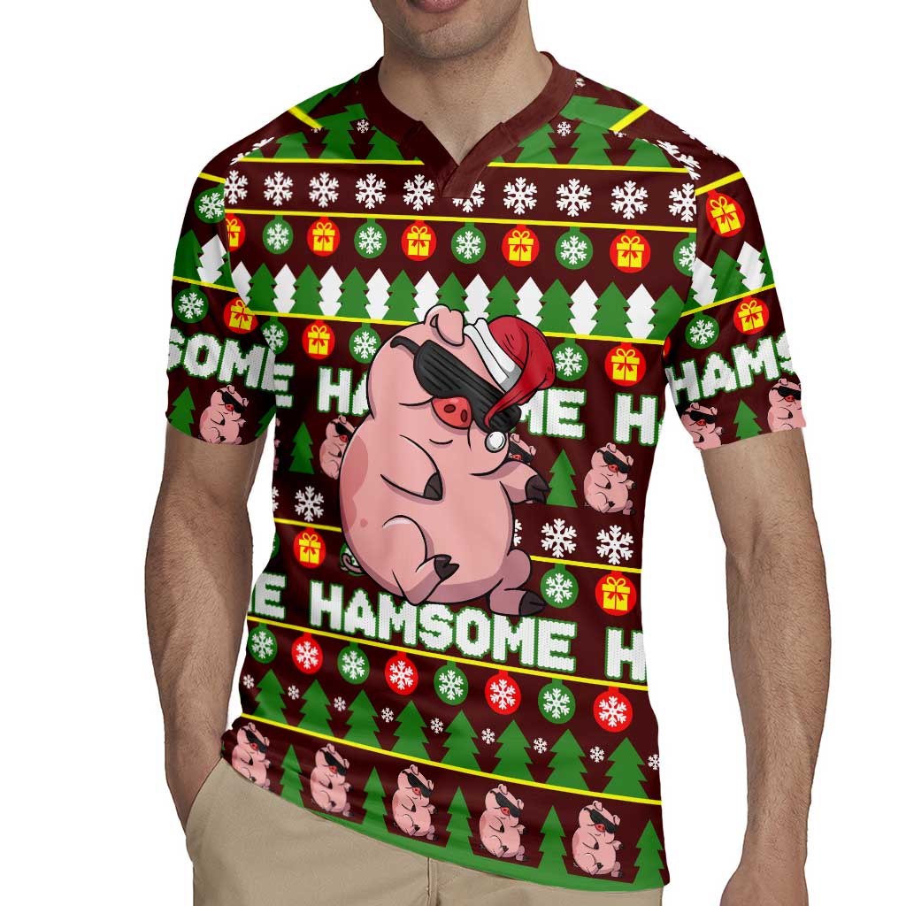 Hamsome Cute Pig Christmas Rugby Jersey Xmas Holiday Patterns - Wonder Print Shop
