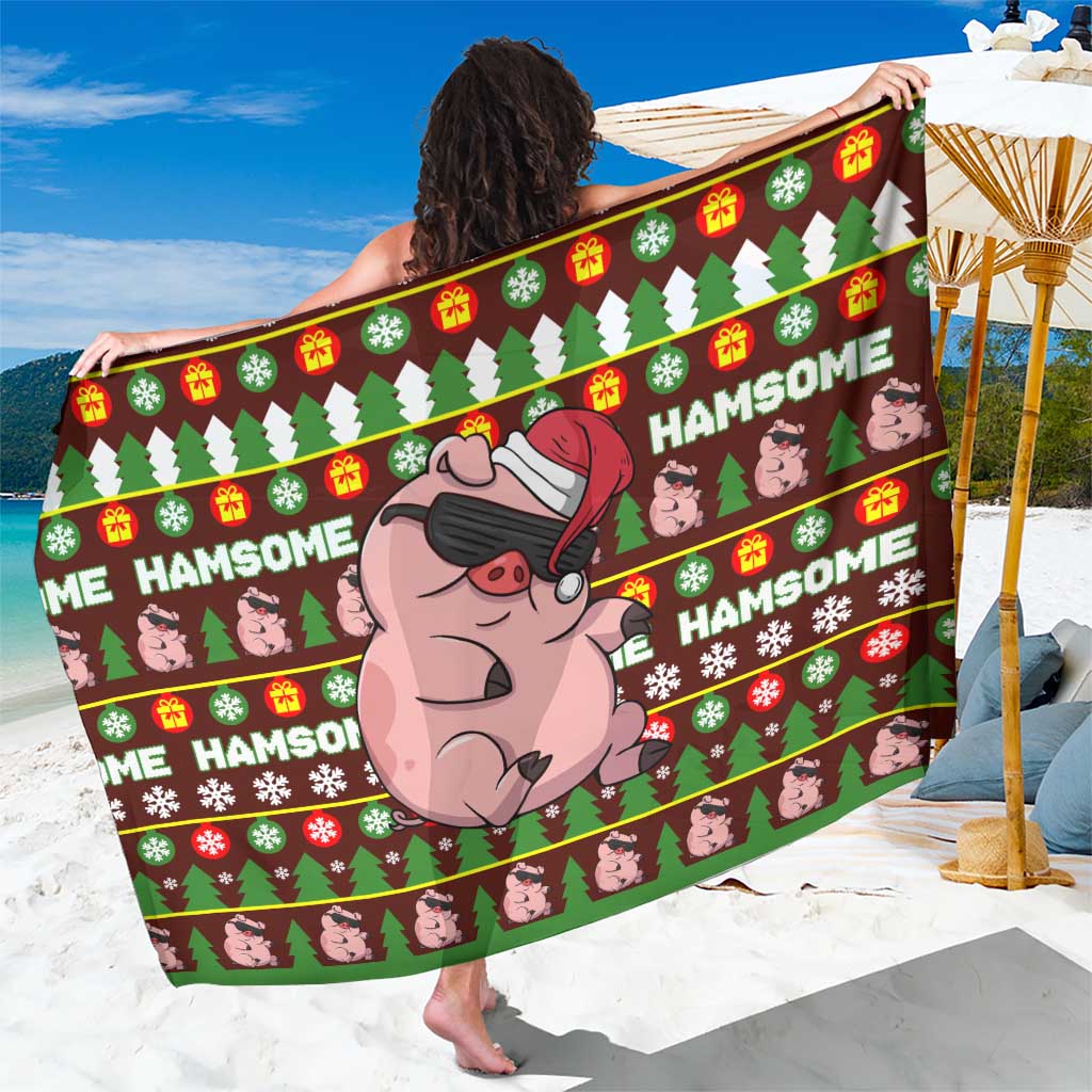 Hamsome Cute Pig Christmas Sarong Xmas Holiday Patterns - Wonder Print Shop