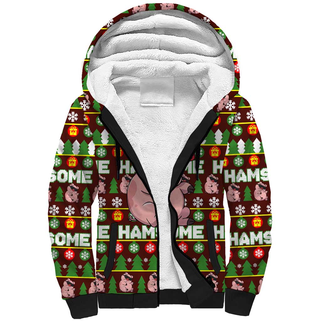 Hamsome Cute Pig Christmas Sherpa Hoodie Xmas Holiday Patterns - Wonder Print Shop