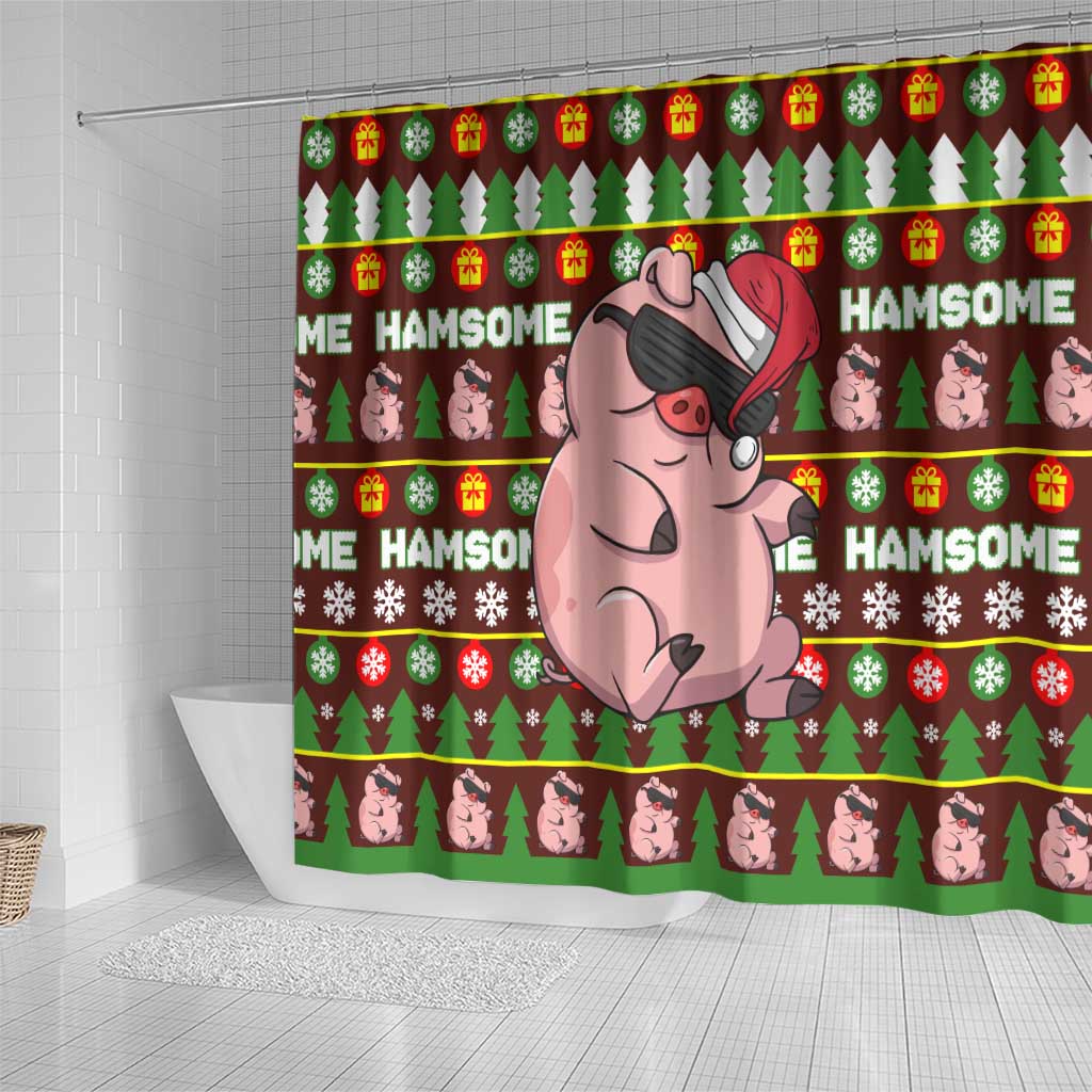 Hamsome Cute Pig Christmas Shower Curtain Xmas Holiday Patterns - Wonder Print Shop