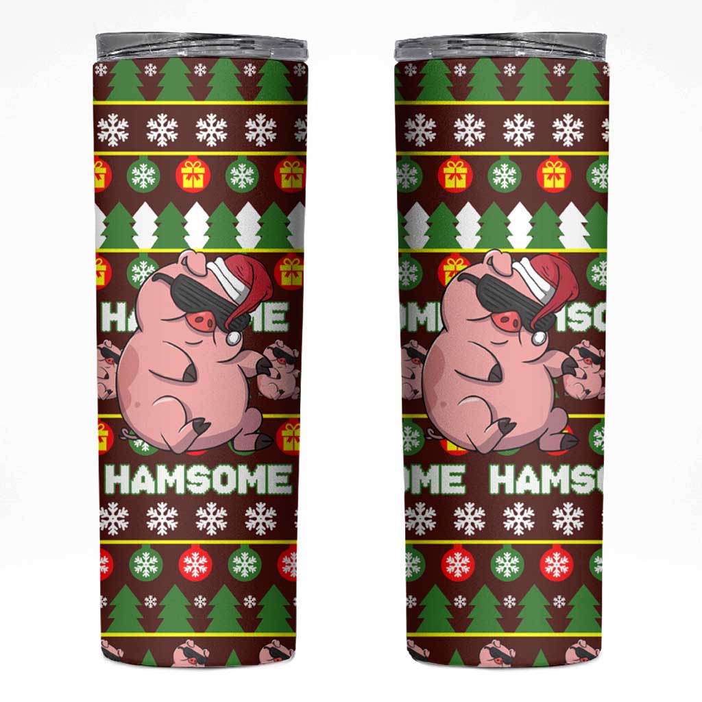 Hamsome Cute Pig Christmas Skinny Tumbler Xmas Holiday Patterns - Wonder Print Shop