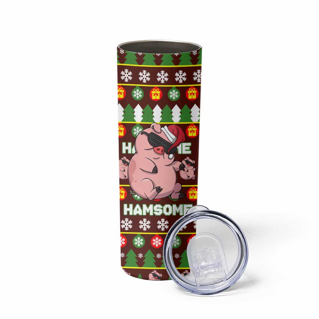 Hamsome Cute Pig Christmas Skinny Tumbler Xmas Holiday Patterns - Wonder Print Shop