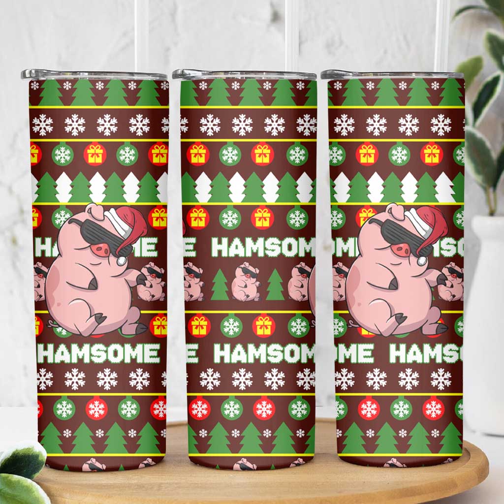 Hamsome Cute Pig Christmas Skinny Tumbler Xmas Holiday Patterns - Wonder Print Shop