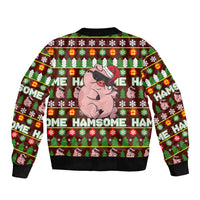 Hamsome Cute Pig Christmas Sleeve Zip Bomber Jacket Xmas Holiday Patterns - Wonder Print Shop