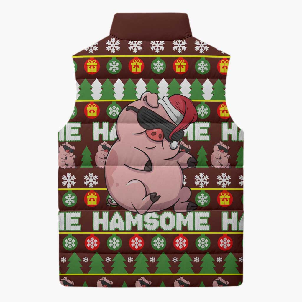 Hamsome Cute Pig Christmas Sleeveless Puffer Jacket Xmas Holiday Patterns - Wonder Print Shop