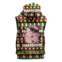 Hamsome Cute Pig Christmas Sleeveless Zip Hoodie Xmas Holiday Patterns - Wonder Print Shop