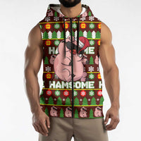 Hamsome Cute Pig Christmas Sleeveless Zip Hoodie Xmas Holiday Patterns - Wonder Print Shop