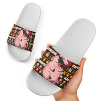 Hamsome Cute Pig Christmas Slide Sandals Xmas Holiday Patterns - Wonder Print Shop