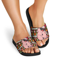 Hamsome Cute Pig Christmas Slide Sandals Xmas Holiday Patterns - Wonder Print Shop