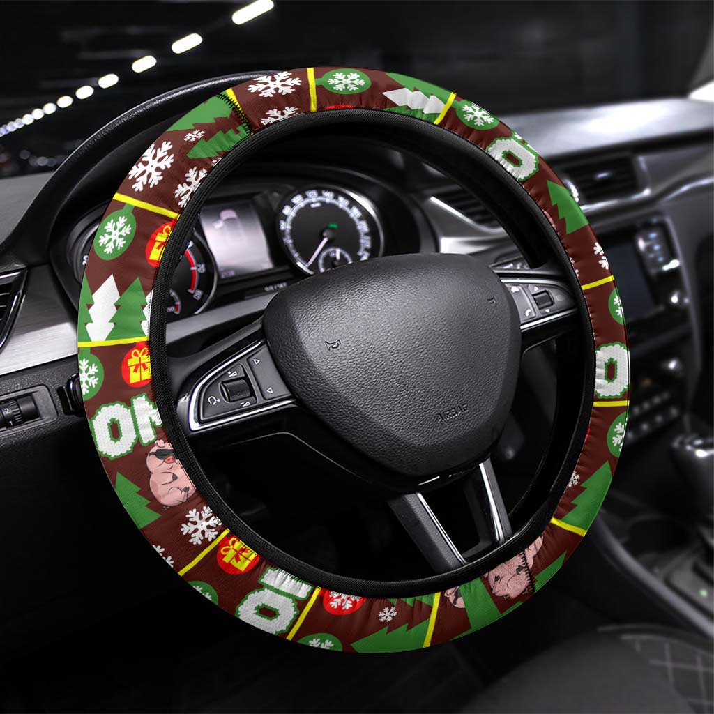 Hamsome Cute Pig Christmas Steering Wheel Cover Xmas Holiday Patterns - Wonder Print Shop
