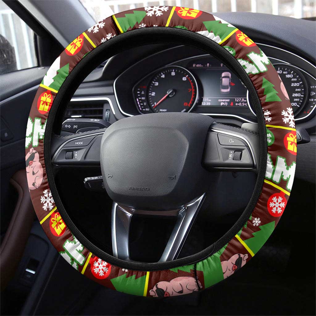 Hamsome Cute Pig Christmas Steering Wheel Cover Xmas Holiday Patterns - Wonder Print Shop