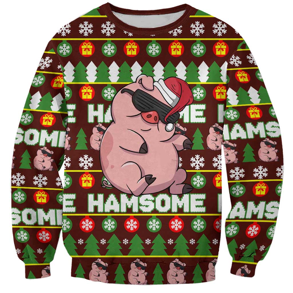 Hamsome Cute Pig Christmas Sweatshirt Xmas Holiday Patterns - Wonder Print Shop