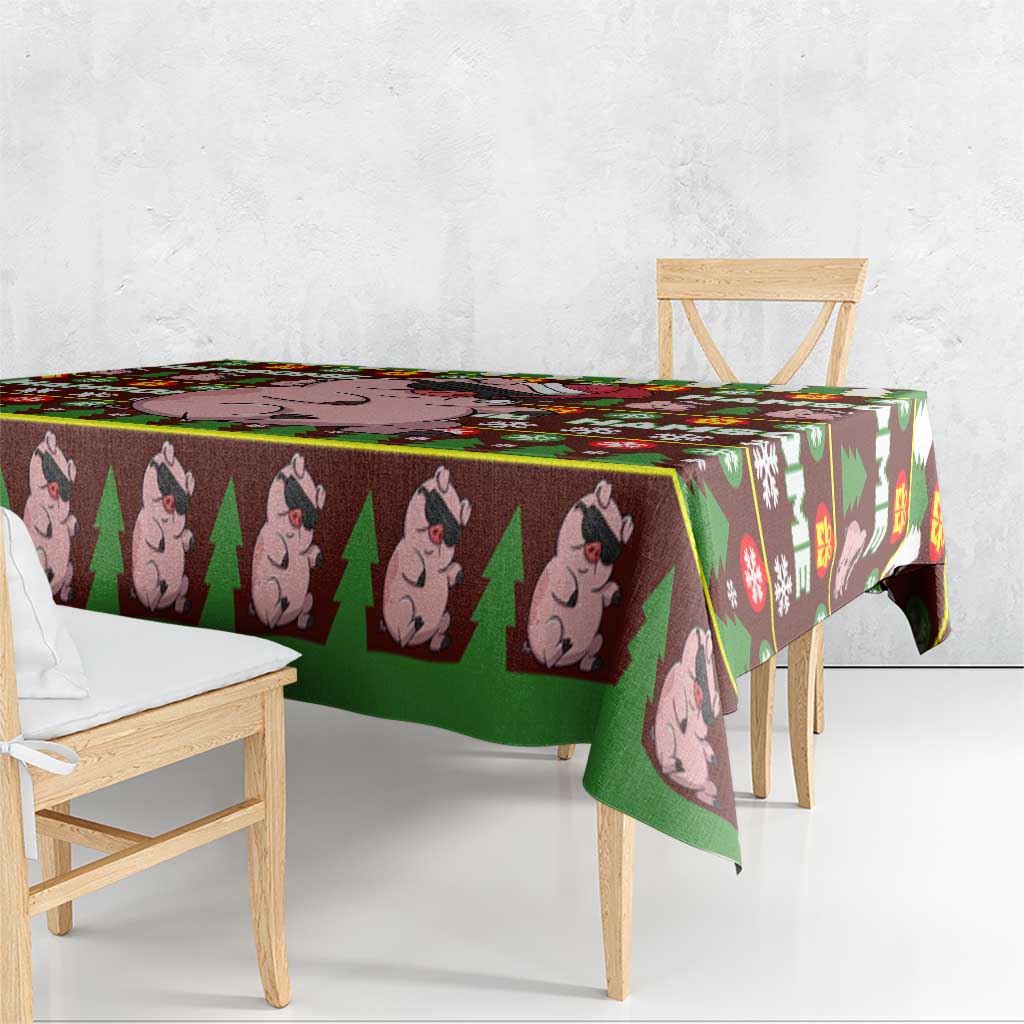 Hamsome Cute Pig Christmas Tablecloth Xmas Holiday Patterns - Wonder Print Shop