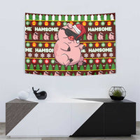 Hamsome Cute Pig Christmas Tapestry Xmas Holiday Patterns - Wonder Print Shop