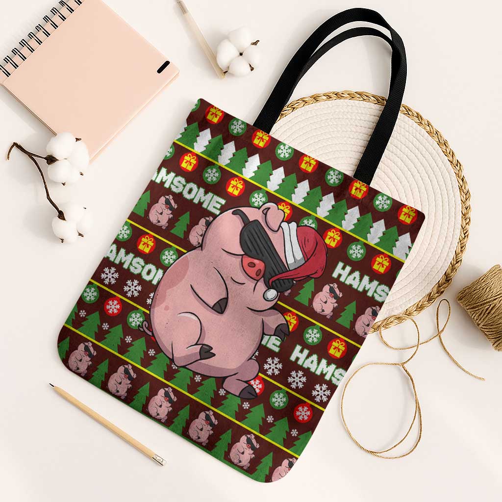 Hamsome Cute Pig Christmas Tote Bag Xmas Holiday Patterns - Wonder Print Shop