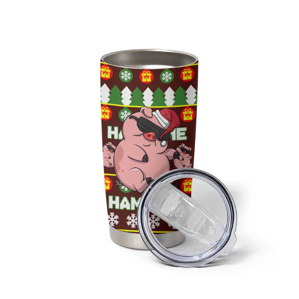 Hamsome Cute Pig Christmas Tumbler Cup Xmas Holiday Patterns - Wonder Print Shop