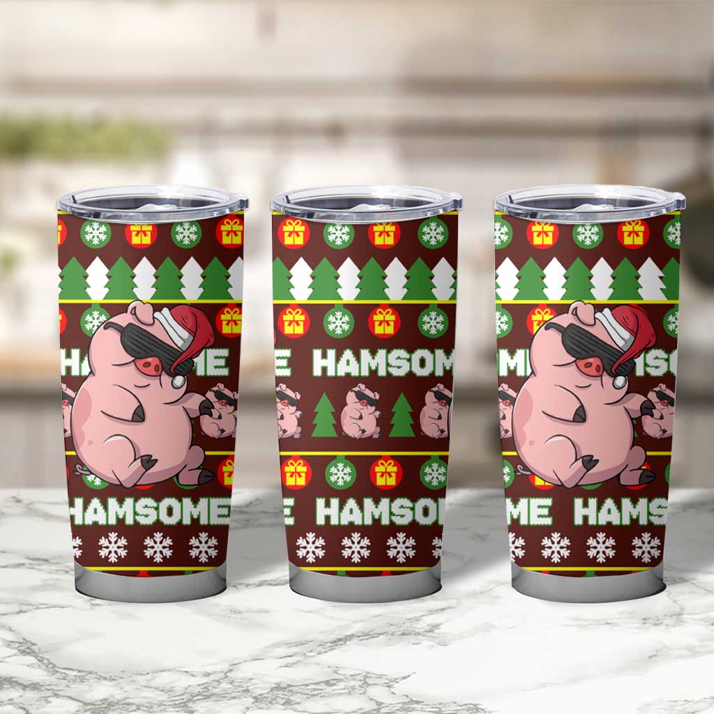 Hamsome Cute Pig Christmas Tumbler Cup Xmas Holiday Patterns - Wonder Print Shop