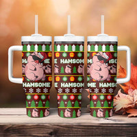 Hamsome Cute Pig Christmas Tumbler With Handle Xmas Holiday Patterns - Wonder Print Shop