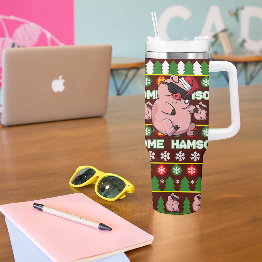 Hamsome Cute Pig Christmas Tumbler With Handle Xmas Holiday Patterns - Wonder Print Shop