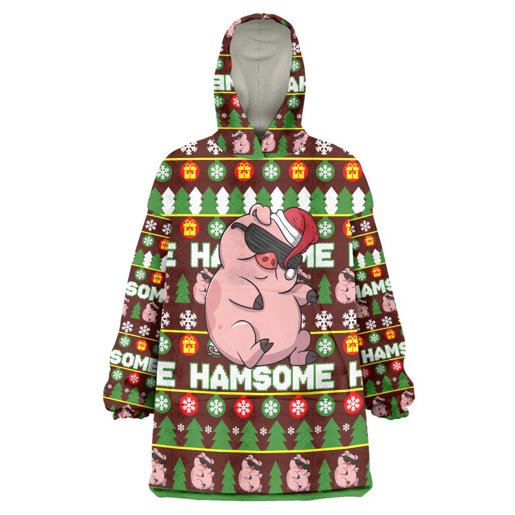 Hamsome Cute Pig Christmas Wearable Blanket Hoodie Xmas Holiday Patterns - Wonder Print Shop