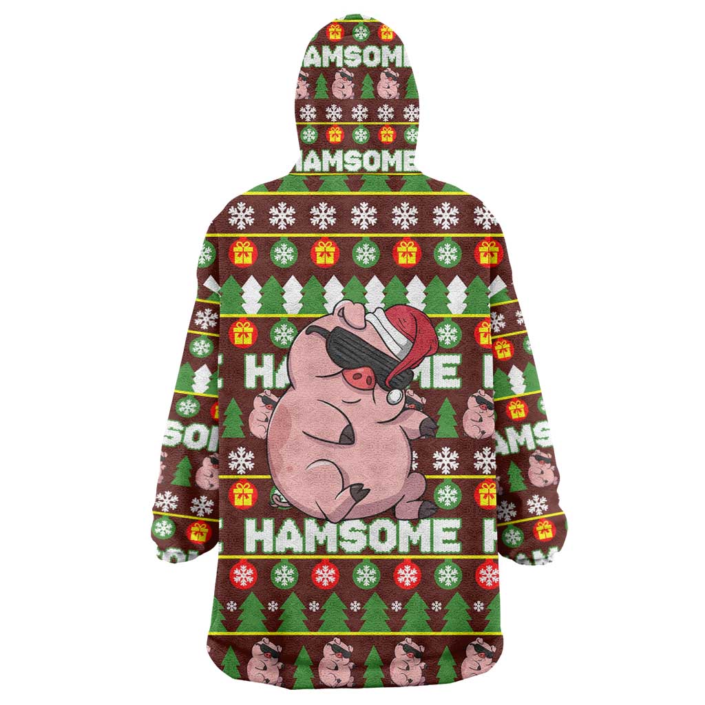 Hamsome Cute Pig Christmas Wearable Blanket Hoodie Xmas Holiday Patterns - Wonder Print Shop