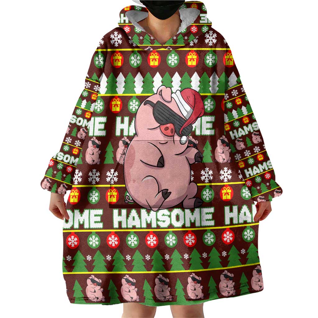 Hamsome Cute Pig Christmas Wearable Blanket Hoodie Xmas Holiday Patterns - Wonder Print Shop
