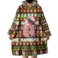Hamsome Cute Pig Christmas Wearable Blanket Hoodie Xmas Holiday Patterns - Wonder Print Shop