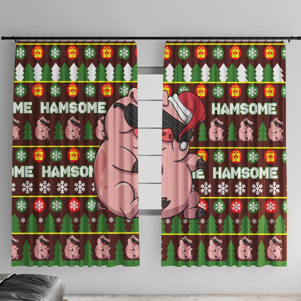Hamsome Cute Pig Christmas Window Curtain Xmas Holiday Patterns - Wonder Print Shop