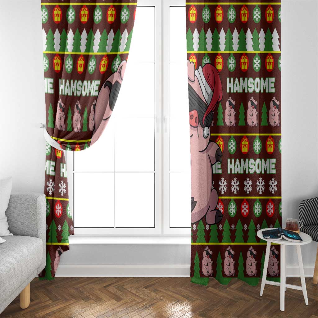 Hamsome Cute Pig Christmas Window Curtain Xmas Holiday Patterns - Wonder Print Shop