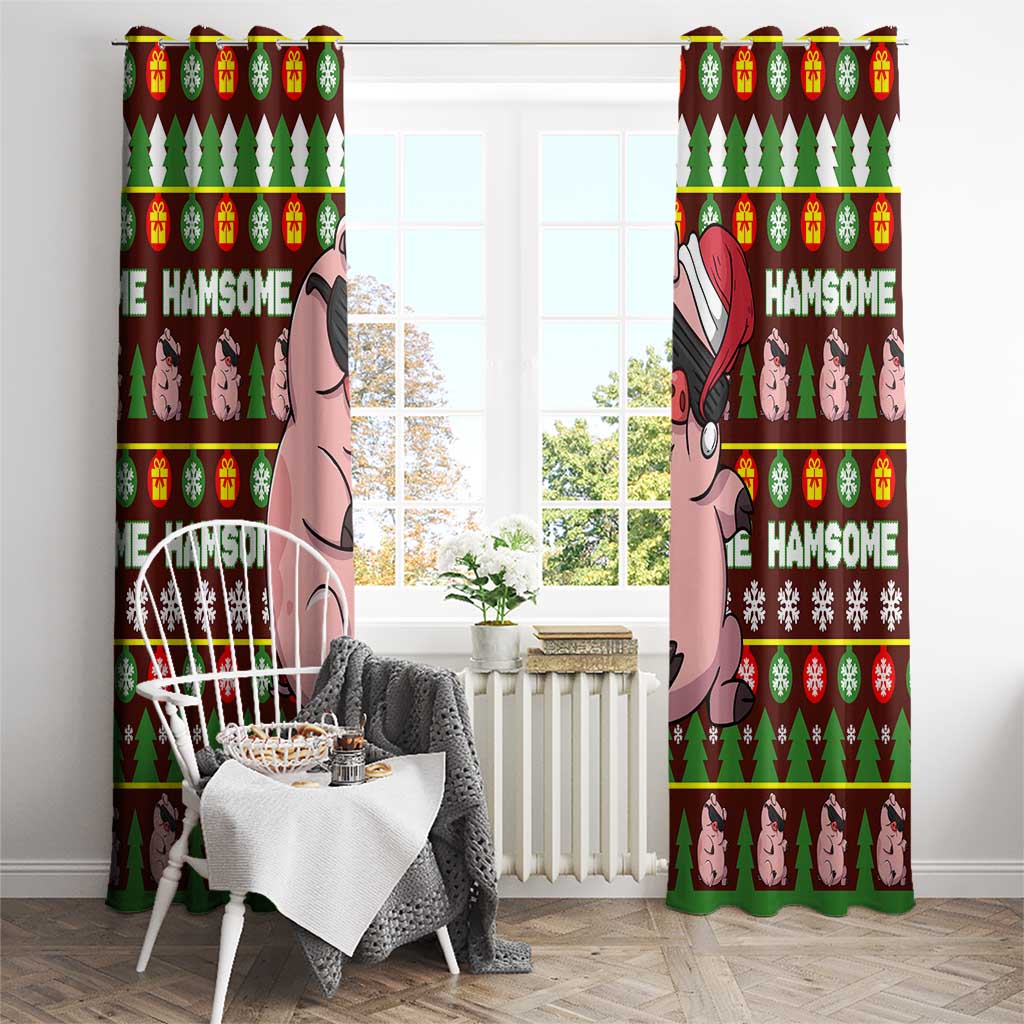 Hamsome Cute Pig Christmas Window Curtain Xmas Holiday Patterns - Wonder Print Shop