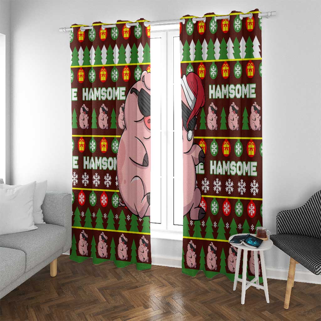 Hamsome Cute Pig Christmas Window Curtain Xmas Holiday Patterns - Wonder Print Shop