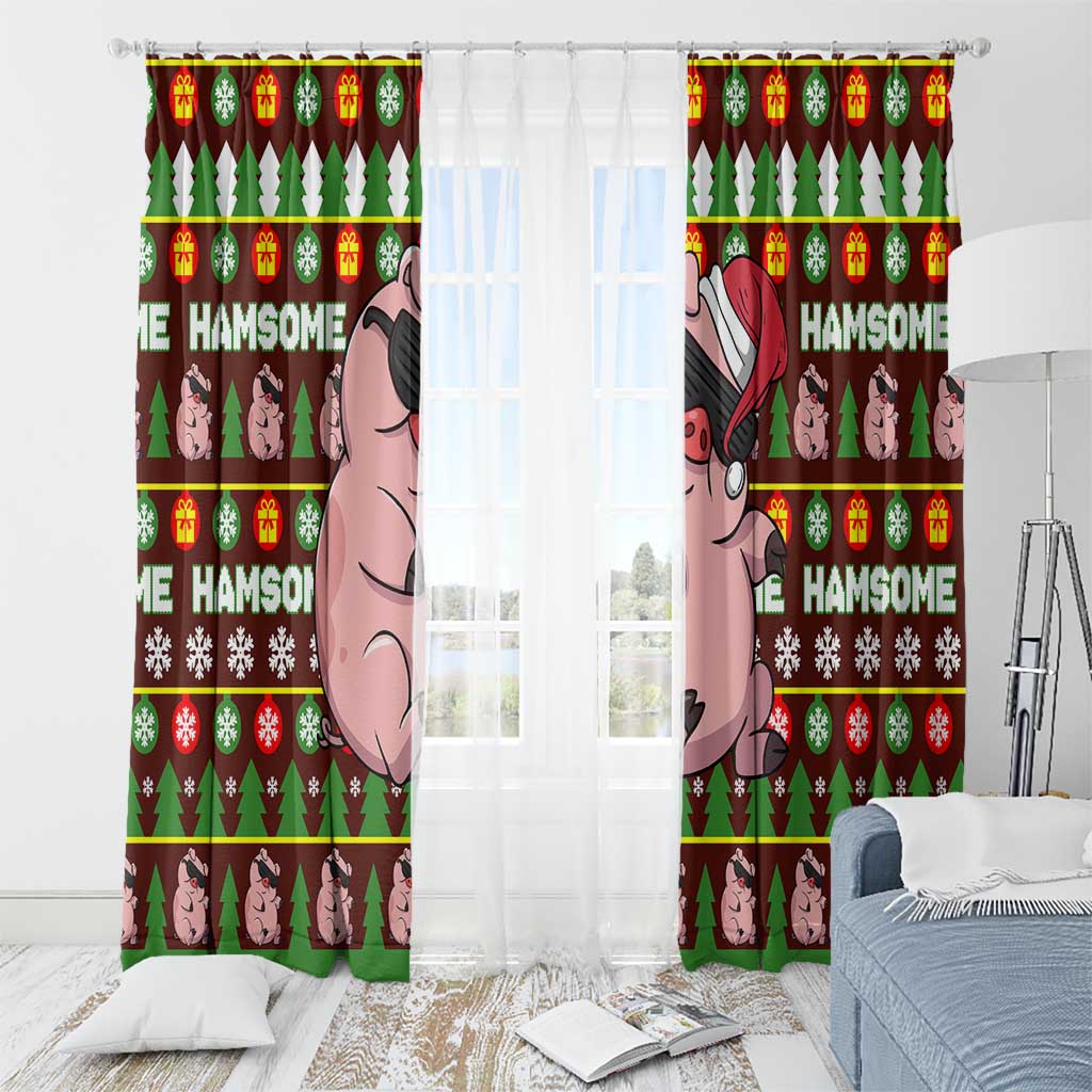 Hamsome Cute Pig Christmas Window Curtain Xmas Holiday Patterns - Wonder Print Shop