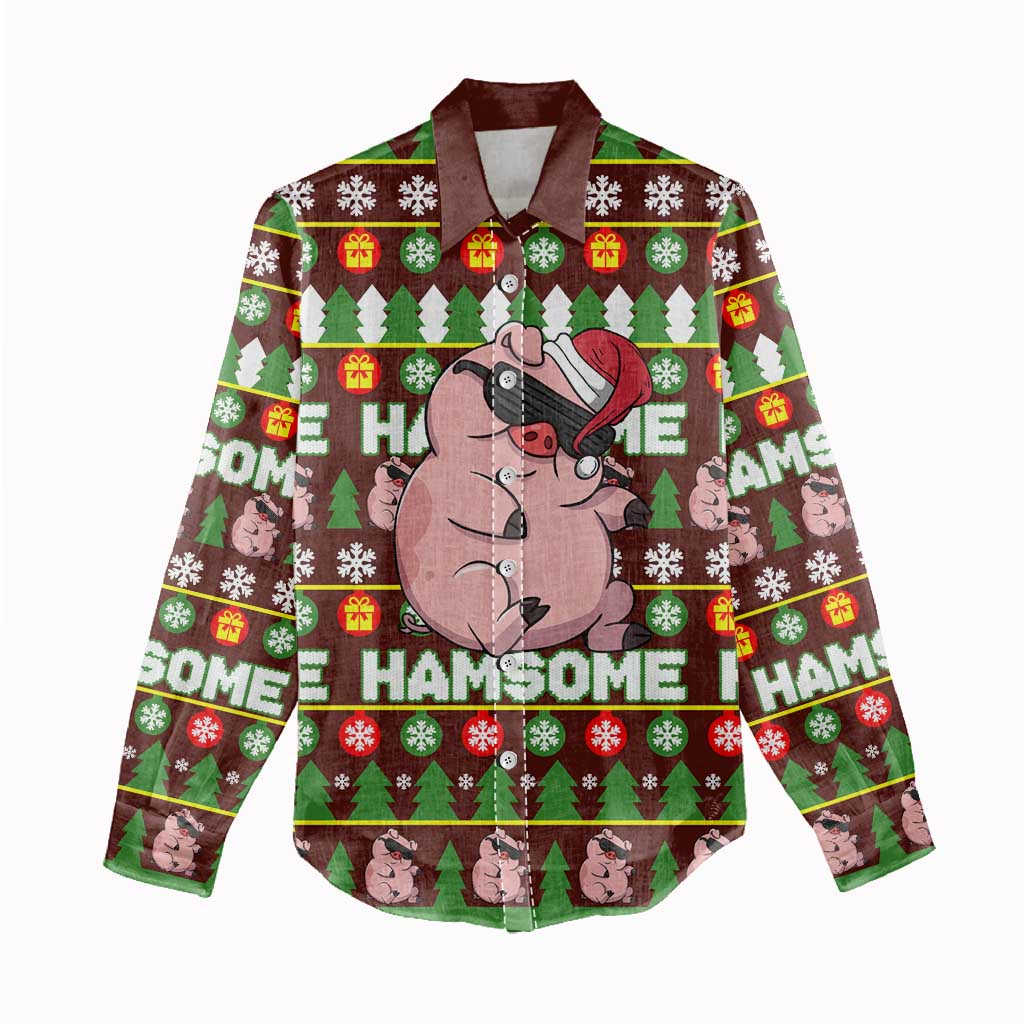 Hamsome Cute Pig Christmas Women Casual Shirt Xmas Holiday Patterns - Wonder Print Shop
