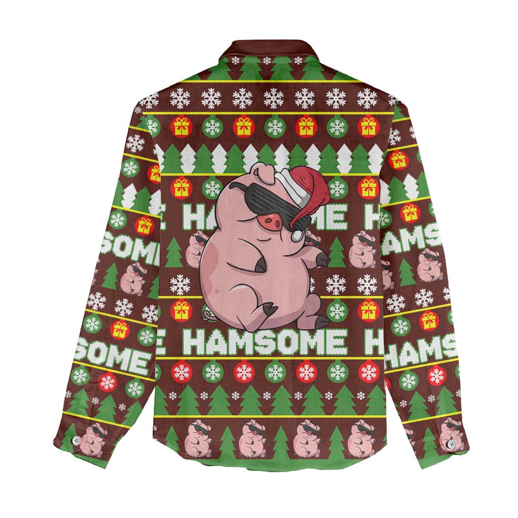 Hamsome Cute Pig Christmas Women Casual Shirt Xmas Holiday Patterns - Wonder Print Shop