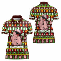 Hamsome Cute Pig Christmas Women Polo Shirt Xmas Holiday Patterns - Wonder Print Shop